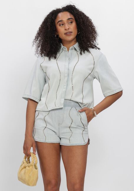 Blaue DANTE6 Blusen ZOFIA EMBELLISHED DENIM SHIRT - large