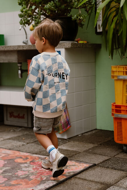 Ecru DAILY7 Sweatshirt OVERSIZED SWEATER CHECK PRINT - large