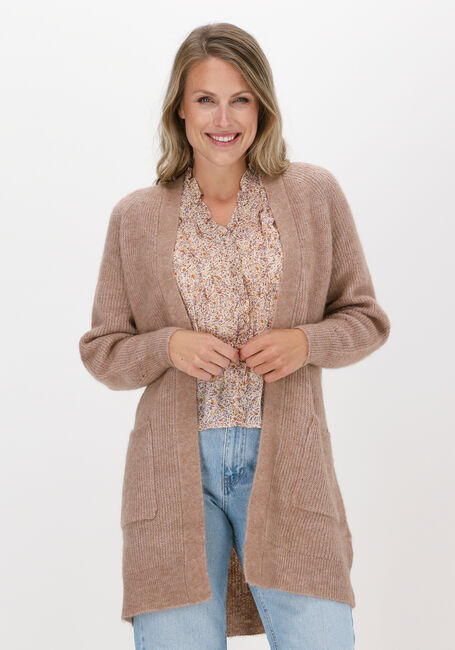 Camelfarbene SELECTED FEMME Strickjacke SLFLULU LS KNIT LONG CARDIGAN - large
