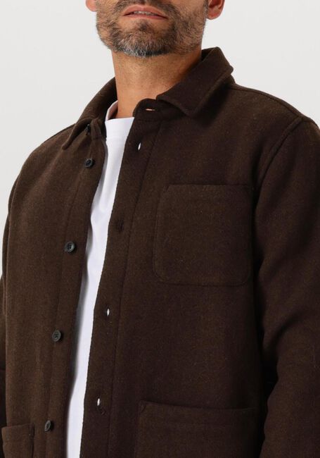 Braune LES DEUX Overshirt JASON SOLID WOOL OVERSHIRT - large
