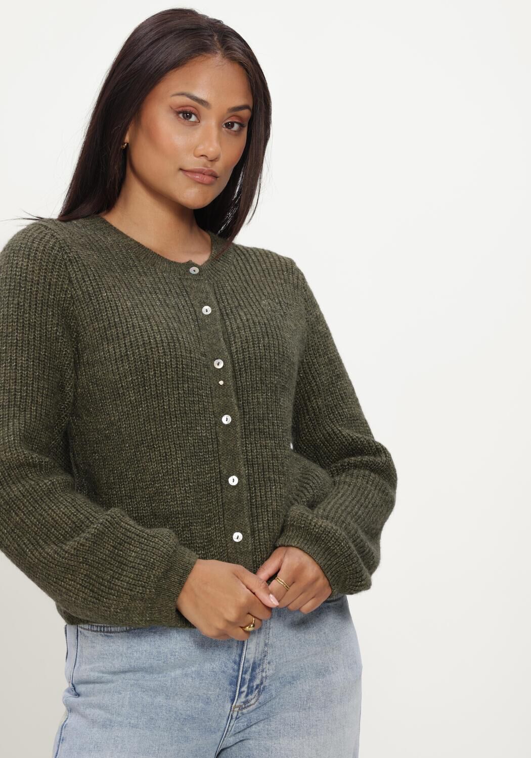 Dunkelgr&uuml;n MODSTR&Ouml;M Pullover CRISMD CARDIGAN - large