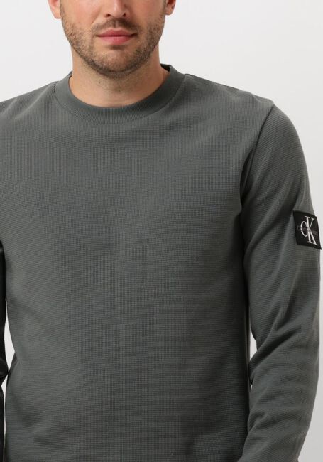Graue CALVIN KLEIN Sweatshirt BADGE WAFFLES LS TEE - large