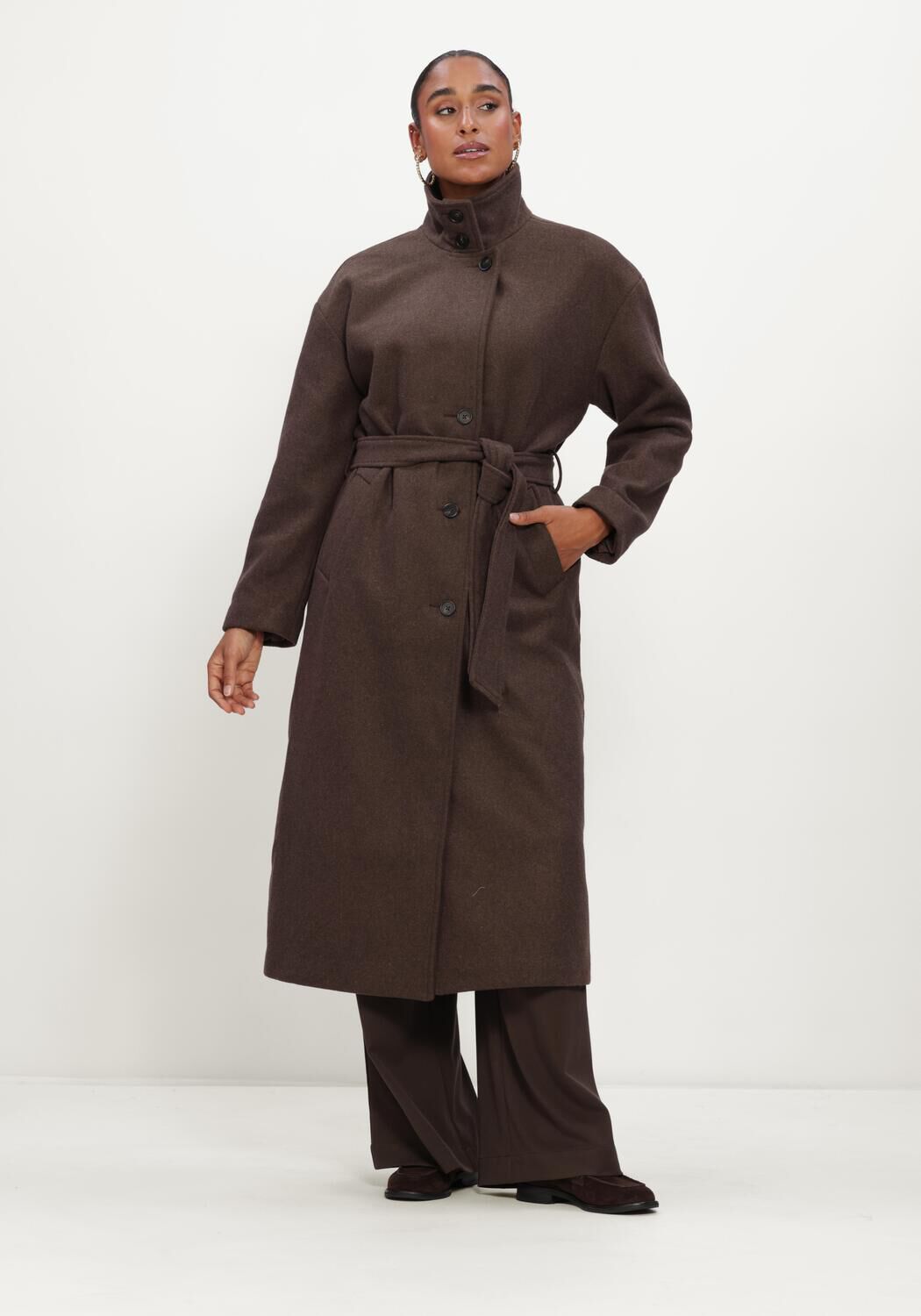 Braune MSCH COPENHAGEN M&auml;ntel MSCHKEOLA SECILIA WOOL COAT - large