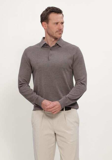 Taupe STEFANO LAURAN Pullover POLO BUTTON MERINO - large