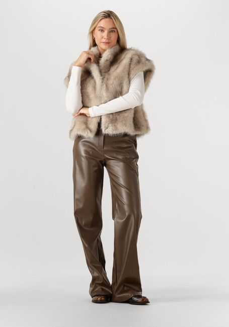 Taupe NEO NOIR Bodywarmer KEVINI FAUX FUR VEST - large