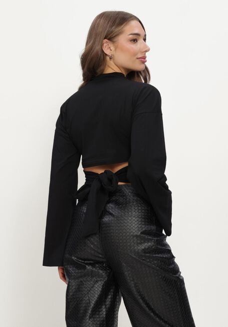 Schwarze REFINED DEPARTMENT Top LADIES KNITTED LONGSLEEVE DETAIL BACK FEATHER - large