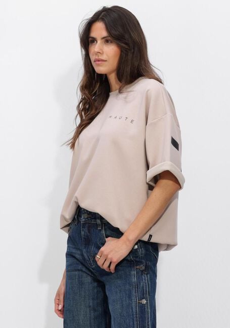 Beige HAUTE L'AMITI&Eacute; Pullover MAXI SPLIT SS LOGO SWEAT - large