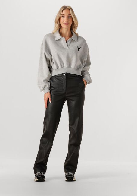 Graue ALIX THE LABEL Sweatshirt LADIES KNITTED POLO SWEATER - large
