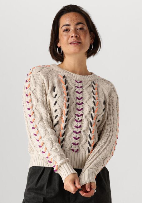 Ecru CATWALK JUNKIE Pullover MULTI COLOR CABLE KNIT - large