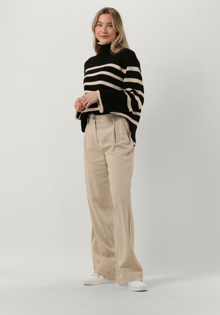 Schwarze NEO NOIR Rollkragenpullover FANNING STRIPE KNIT BLOUSE - large