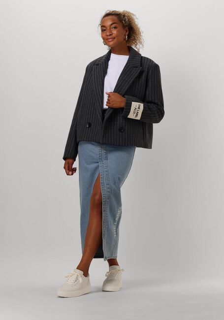 Dunkelgrau ALIX THE LABEL Mäntel LADIES WOVEN PINSTRIPE CROPPED COAT - large