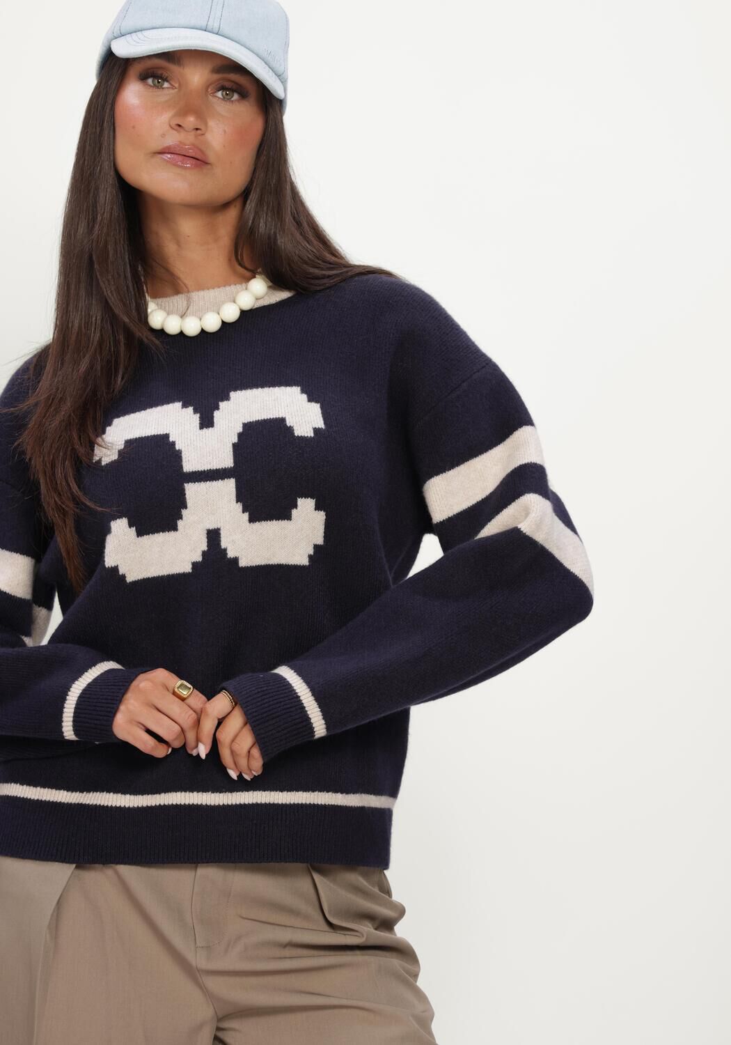 Dunkelblau CO'COUTURE Pullover ROWCC COCO LOGO KNIT - large