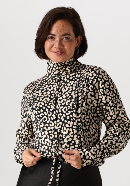 Schwarze ANOTHER LABEL Blusen JUME ANIMAL BLACK SHIRT - large