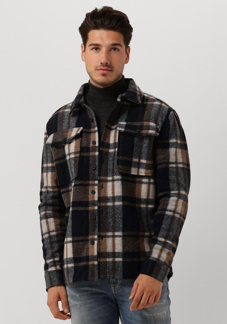 dunkelblau purewhite overshirt check wool look shirt BJ8238
