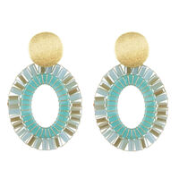 Blaue MY JEWELLERY Ohrringe OORHANGERS OVAAL KRALEN - medium