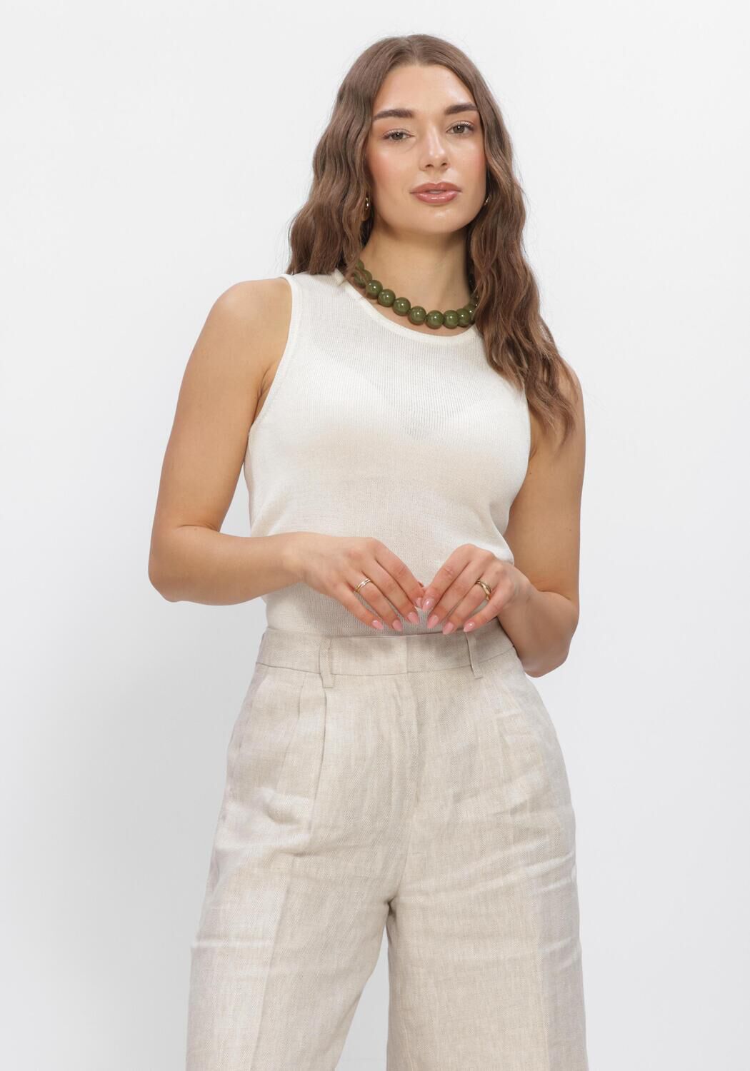 Beige SELECTED WOMEN Top SLFMOON SUS SL KNIT TOP - large