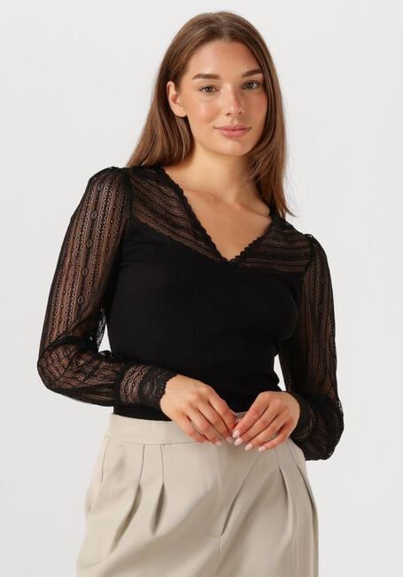 Schwarze ROSEMUNDE Top BEATHA LS REGULAR V-NECK - large