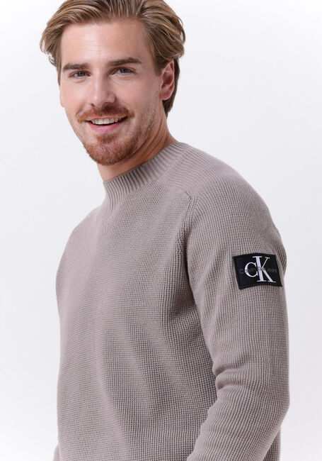 Taupe CALVIN KLEIN Sweatshirt MONOLOGO BADGE SWEATER - large
