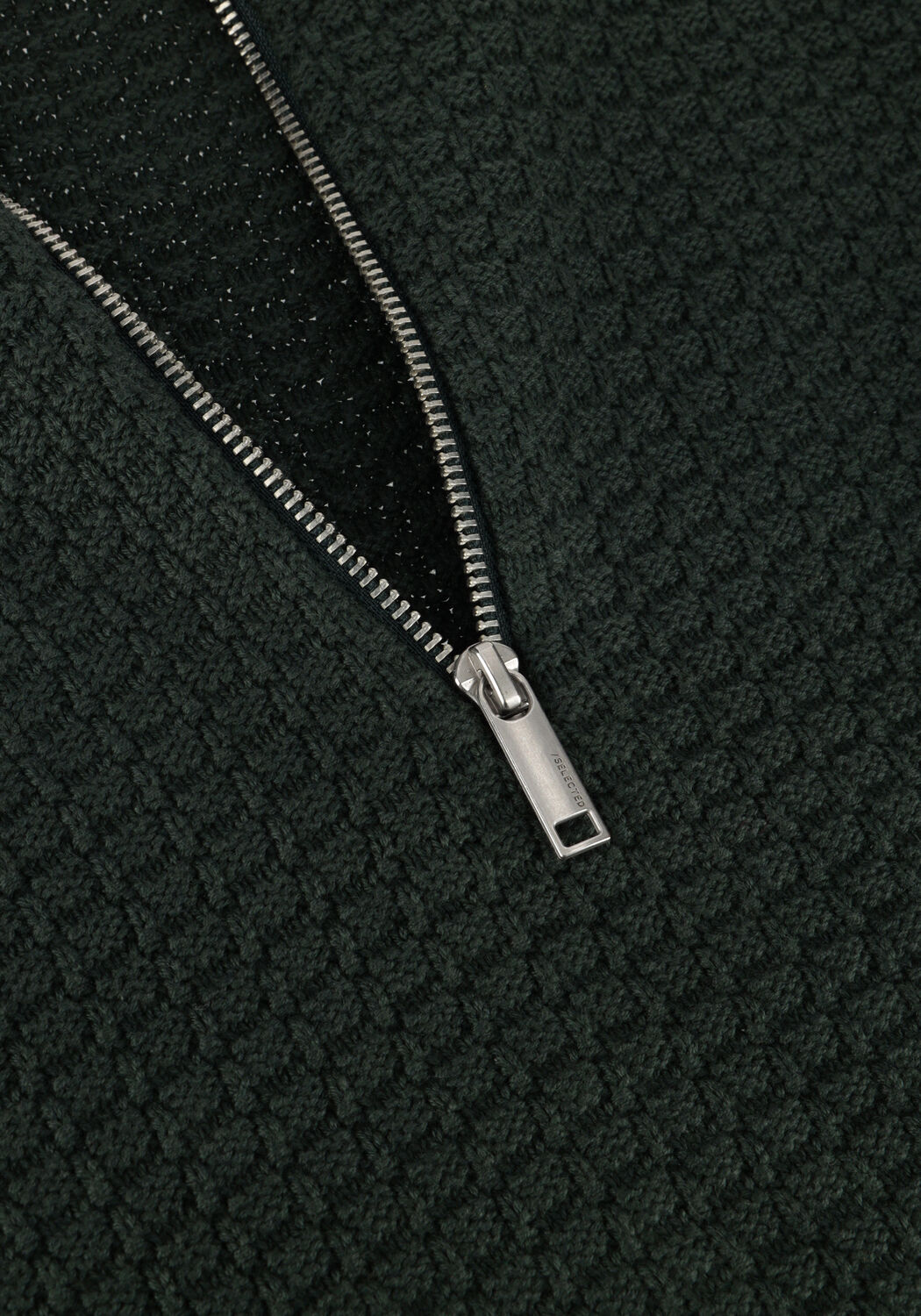 Dunkelgr&uuml;n SELECTED MEN Pullover SLHTHIM LS KNIT STRUCTURE HALF ZIP - large