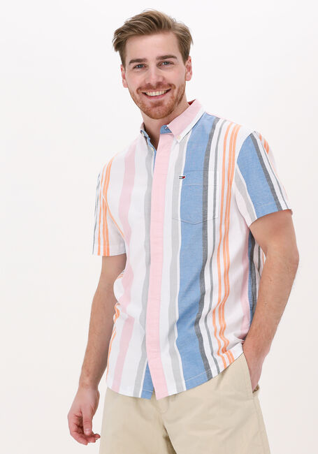 Mehrfarbige/Bunte TOMMY JEANS Casual-Oberhemd TJM SHORTSLEEVE PASTEL SHIRT - large