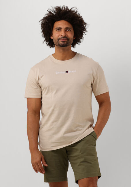 Beige TOMMY JEANS T-shirt TJM CLASSIC LINEAR LOGO TEE - large