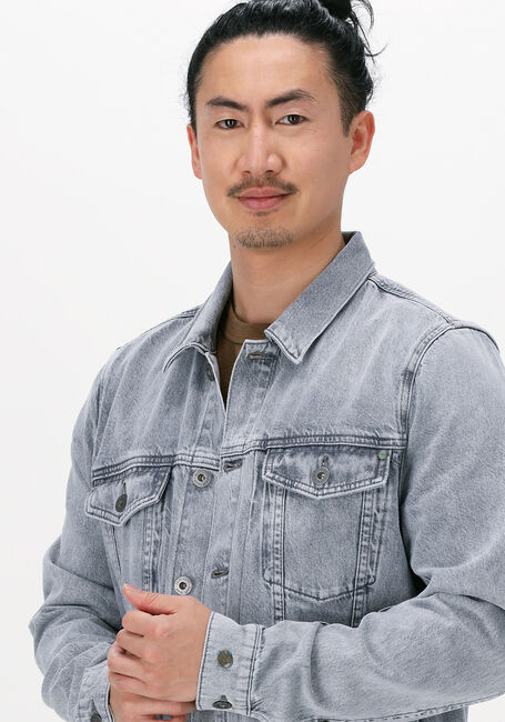 Graue CAST IRON Jeansjacke DENIM JACKET GREY DENIM WASH - large