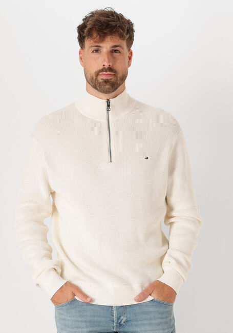 Creme TOMMY HILFIGER Pullover RACKING STRUCTURE ZIP MOCK - large