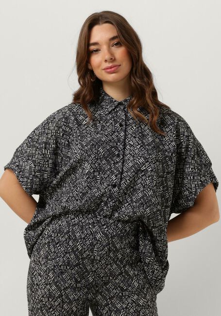 Schwarze ALIX THE LABEL Bluse LADIES WOVEN CRINKLE TEXT OVERSIZED BLOUSE - large