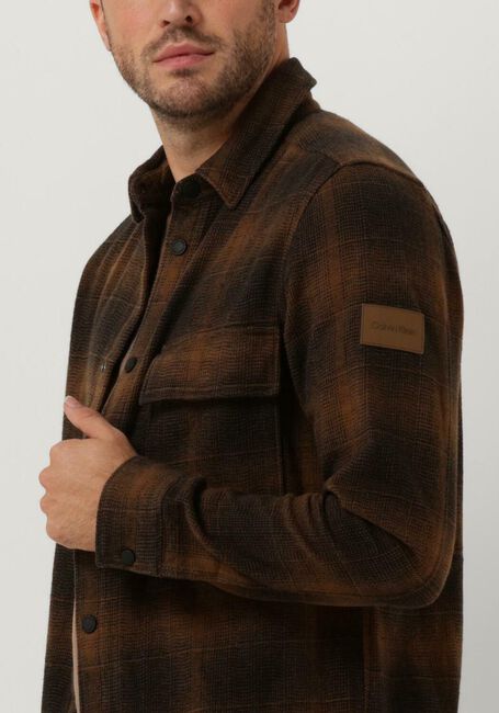 Braune CALVIN KLEIN Overshirt BLURRED CHECK INDOOR OVERSHIRT - large