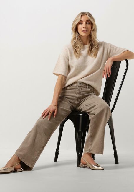 Beige SELECTED FEMME T-shirt SLFMALINE-LILIANA 2/4 KNIT O-NECK - large