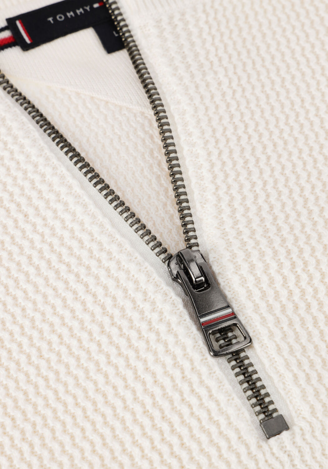 Creme TOMMY HILFIGER Pullover RACKING STRUCTURE ZIP MOCK - large