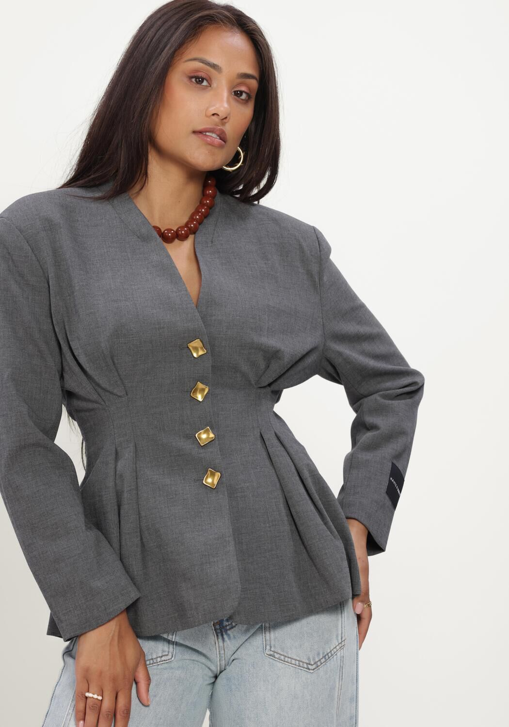 Graue HAUTE L'AMITI&Eacute; Blazers ENNA WAIST PLEAT BLAZER - large
