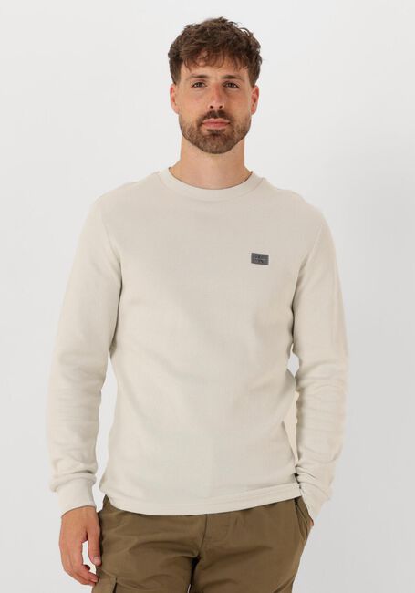 Beige CALVIN KLEIN Pullover WOVEN LABEL WAFFLE LS TEE - large