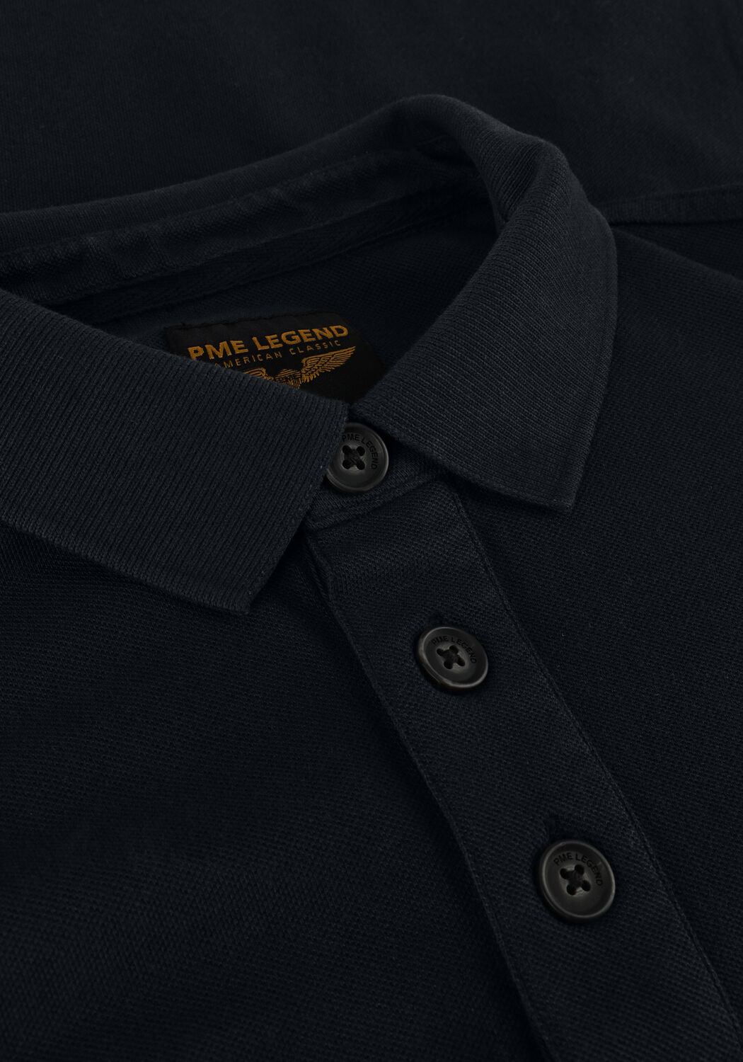 Blaue PME LEGEND Polo-Shirt LONG SLEEVE POLO PIQUE GARMENT DYE - large