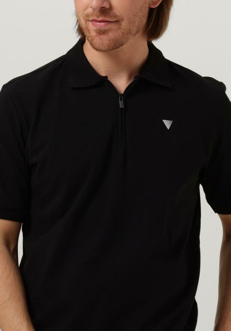 schwarze purewhite polo-shirt polo with zipper and small logo at chest IV10153