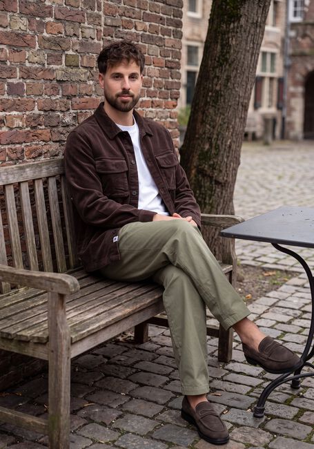 Braune ANERKJENDT Overshirt OSCAR CORD OVERSHIRT - large