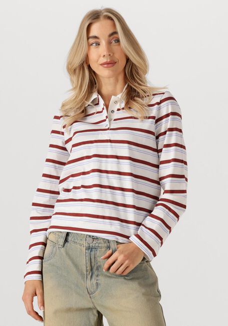 Mehrfarbige/Bunte MODSTRÖM Polo-Shirt HELLENMD LS STRIPE POLO - large
