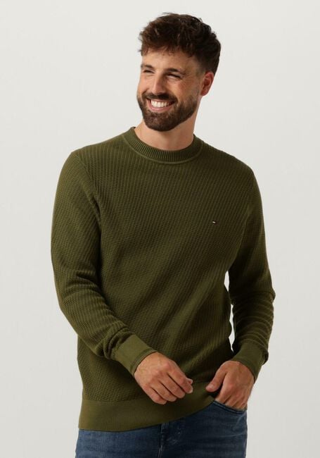 Grüne TOMMY HILFIGER Pullover RECTANGULAR STRUCTURE CREW NK - large