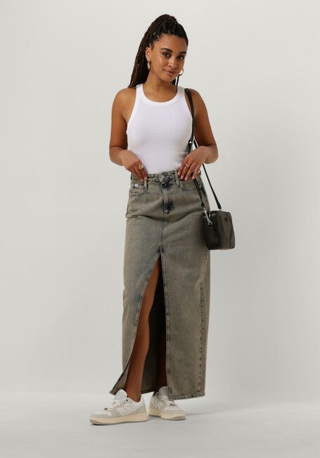 Weiße CALVIN KLEIN Top VARIEGATED RIB WOVEN TAB TANK - large