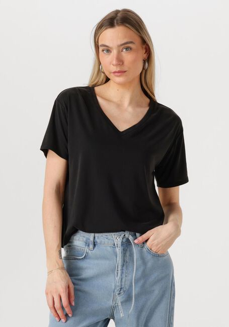 Schwarze OBJECT T-shirt OBJANNIE RE S/S V-NECK TOP - large