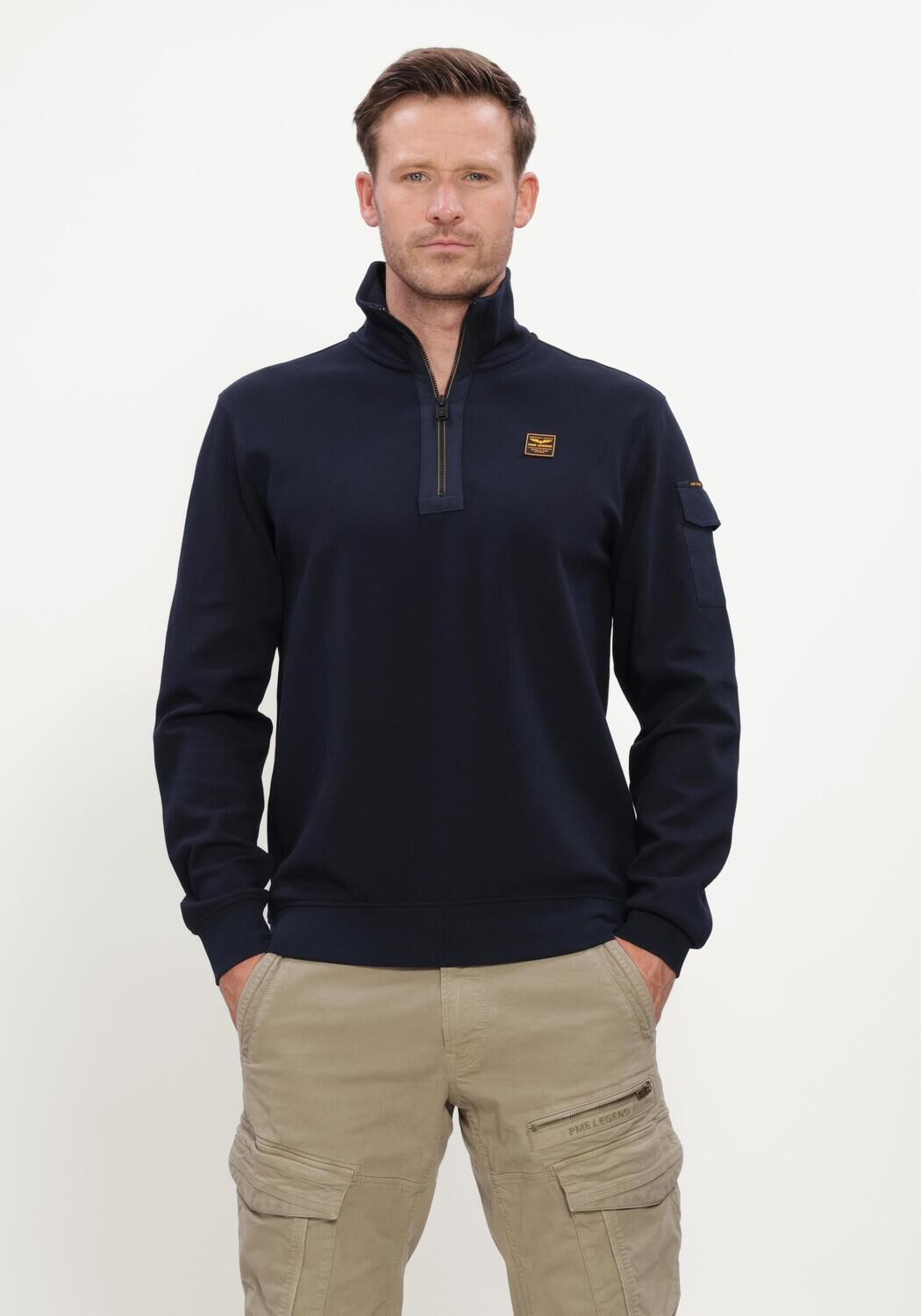Dunkelblau PME LEGEND Pullover HALF ZIP COLLAR INTERLOCK JERSEY - large