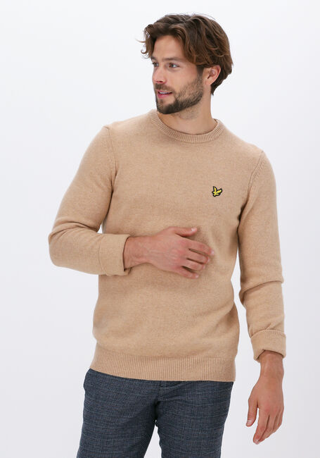 Beige LYLE & SCOTT Pullover CREW NECK LAMBSWOOL BLEND JUMP - large