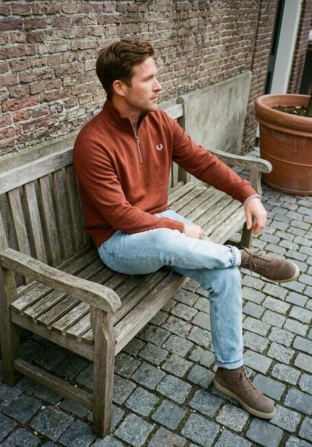 Braune FRED PERRY Sweatshirt HALF ZIP SWEATSHIRT - large