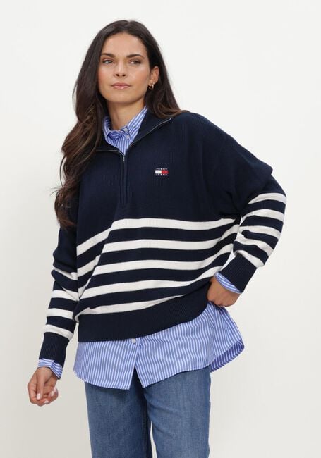 Dunkelblau TOMMY JEANS Pullover & Cardigans TJW STRIPE QUARTER ZIP SWEATER - large