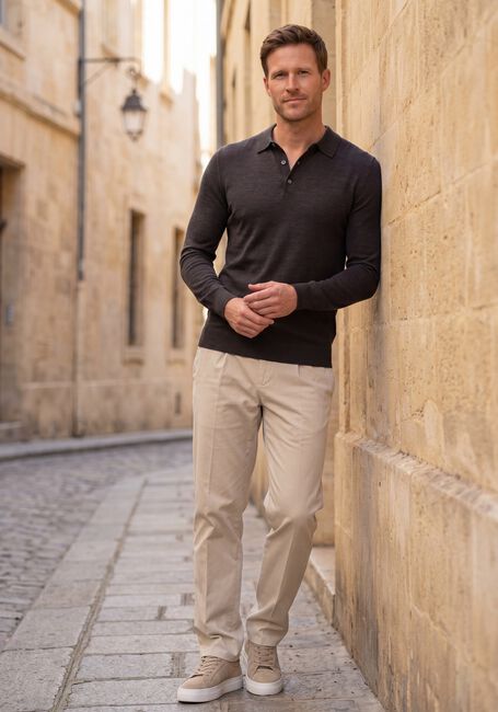 Anthrazit PROFUOMO Pullover POLO LS EXTRAFINE MERINO - large