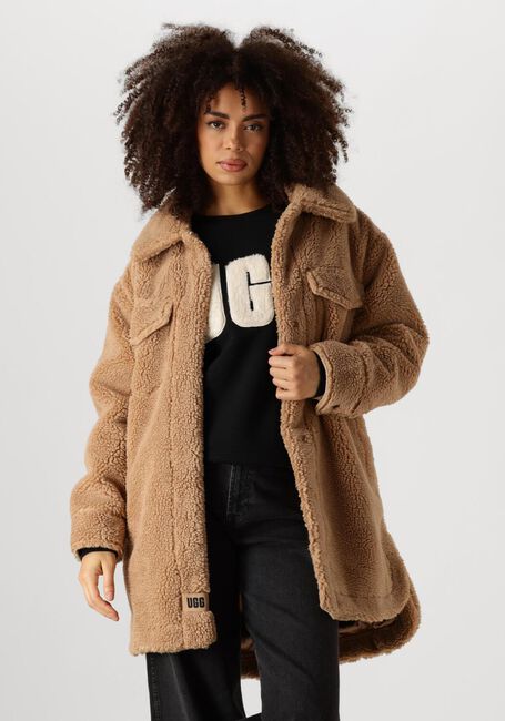 Camelfarbene UGG Teddy-Jacke FAUX SHEARLING SHIRT JACKET - large
