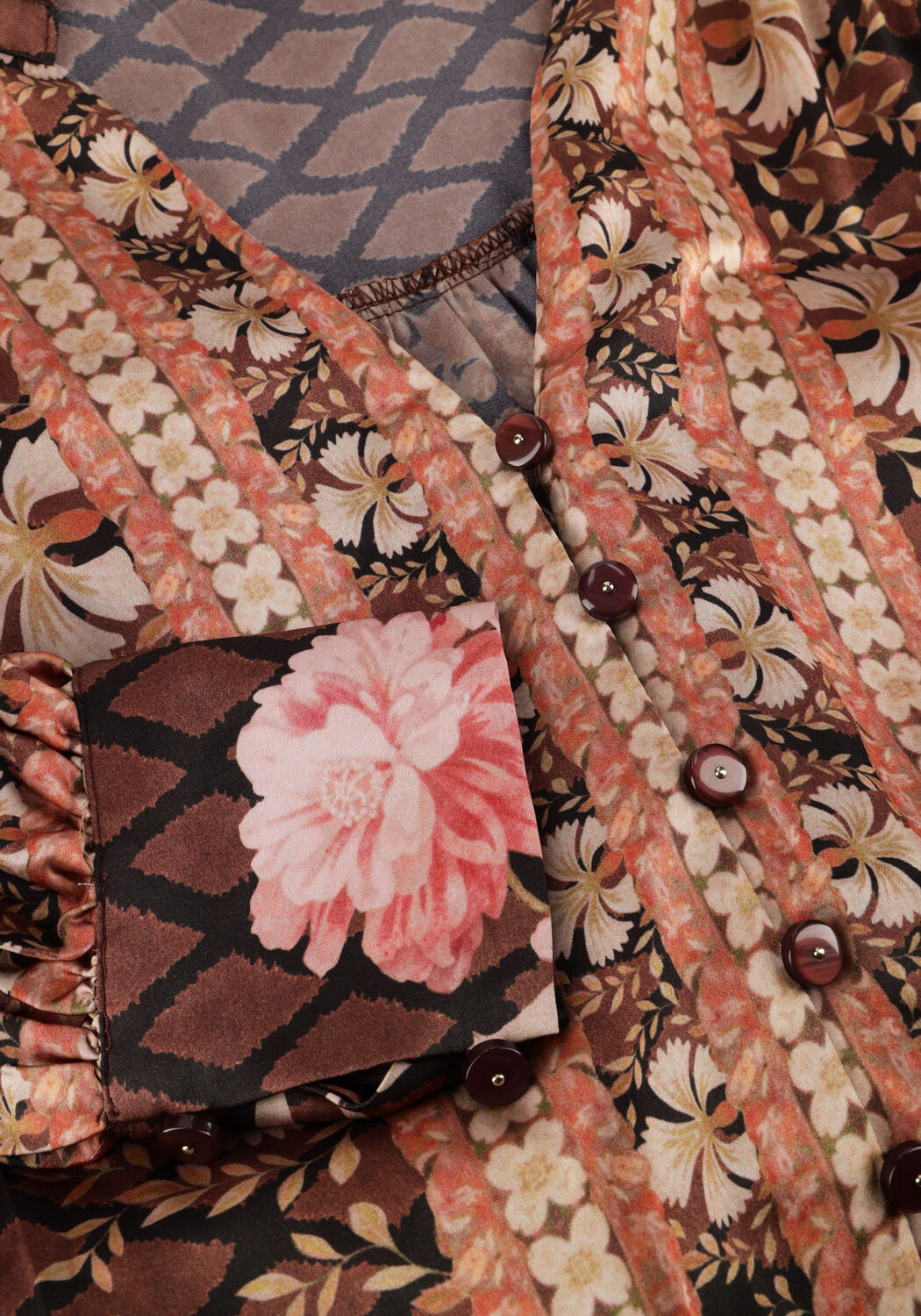 Braune NEO NOIR Maxikleid NOVA BOTANICAL BORDER DRESS - large