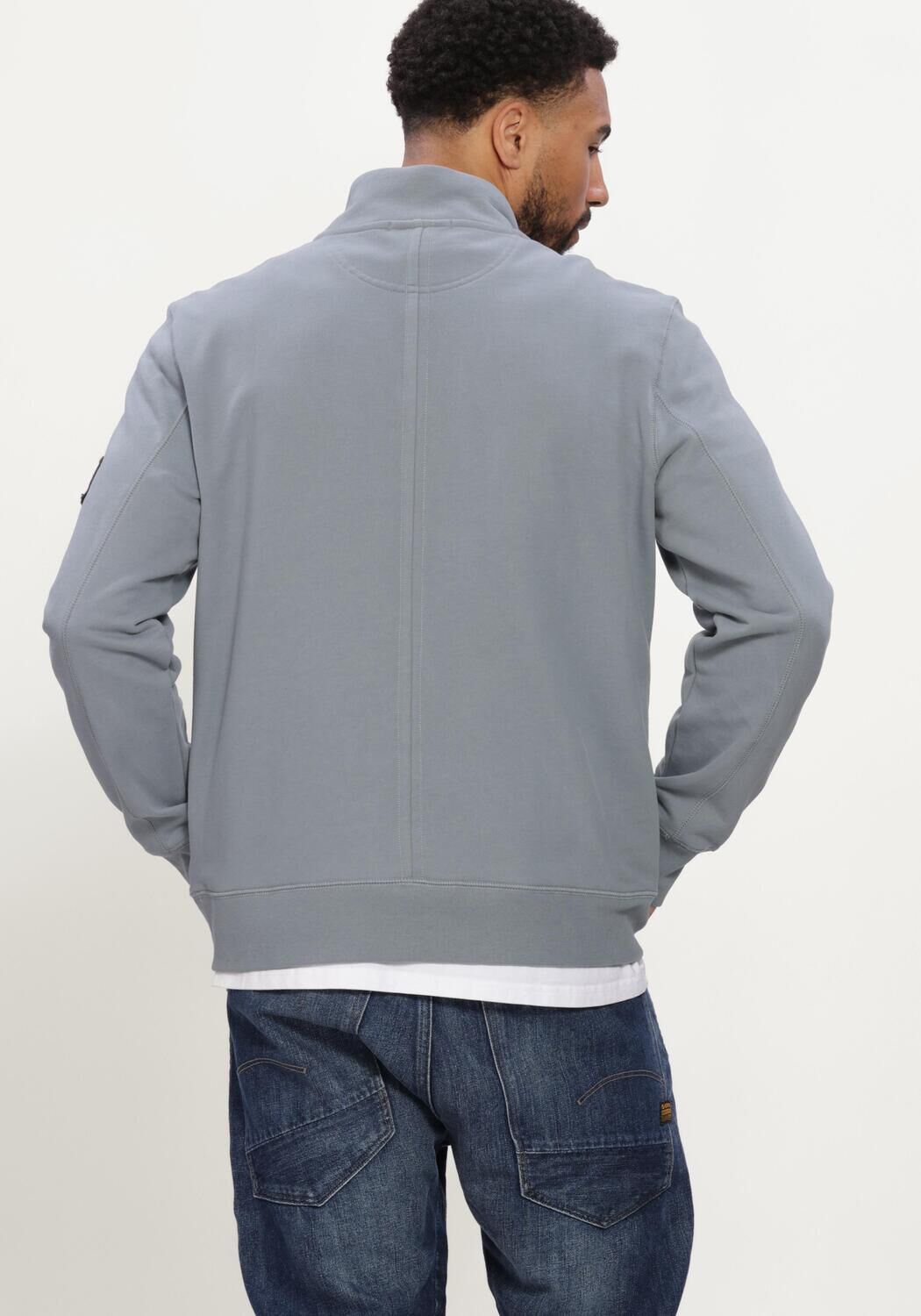 Graue CALVIN KLEIN Rollkragenpullover LS EU 350TERRY BADGE QTR ZIP - large