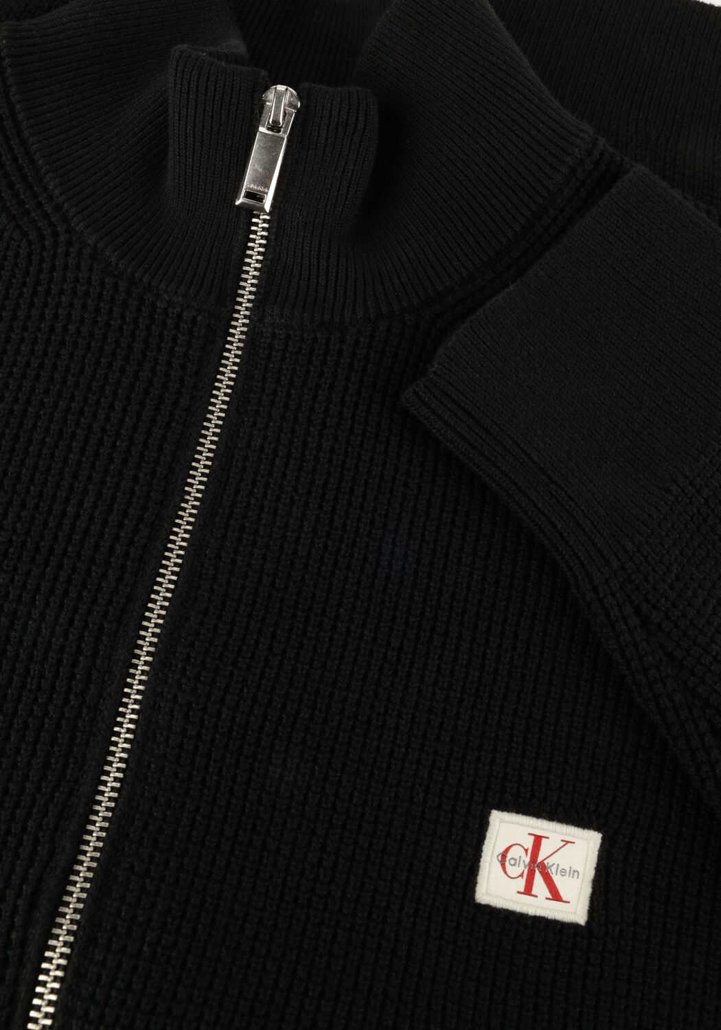 Schwarze CALVIN KLEIN Pullover LS EZ COTTON WAFFLE QUARTER ZIP - large