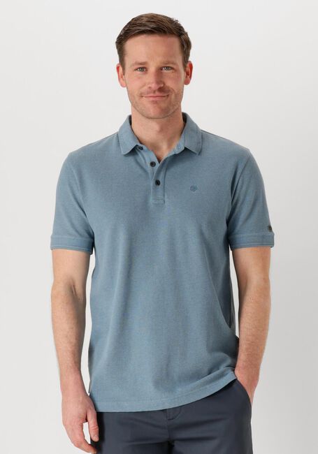 Blaue CAST IRON Polo-Shirt SHORT SLEEVE POLO POPCORN JERSEY MELANGE - large